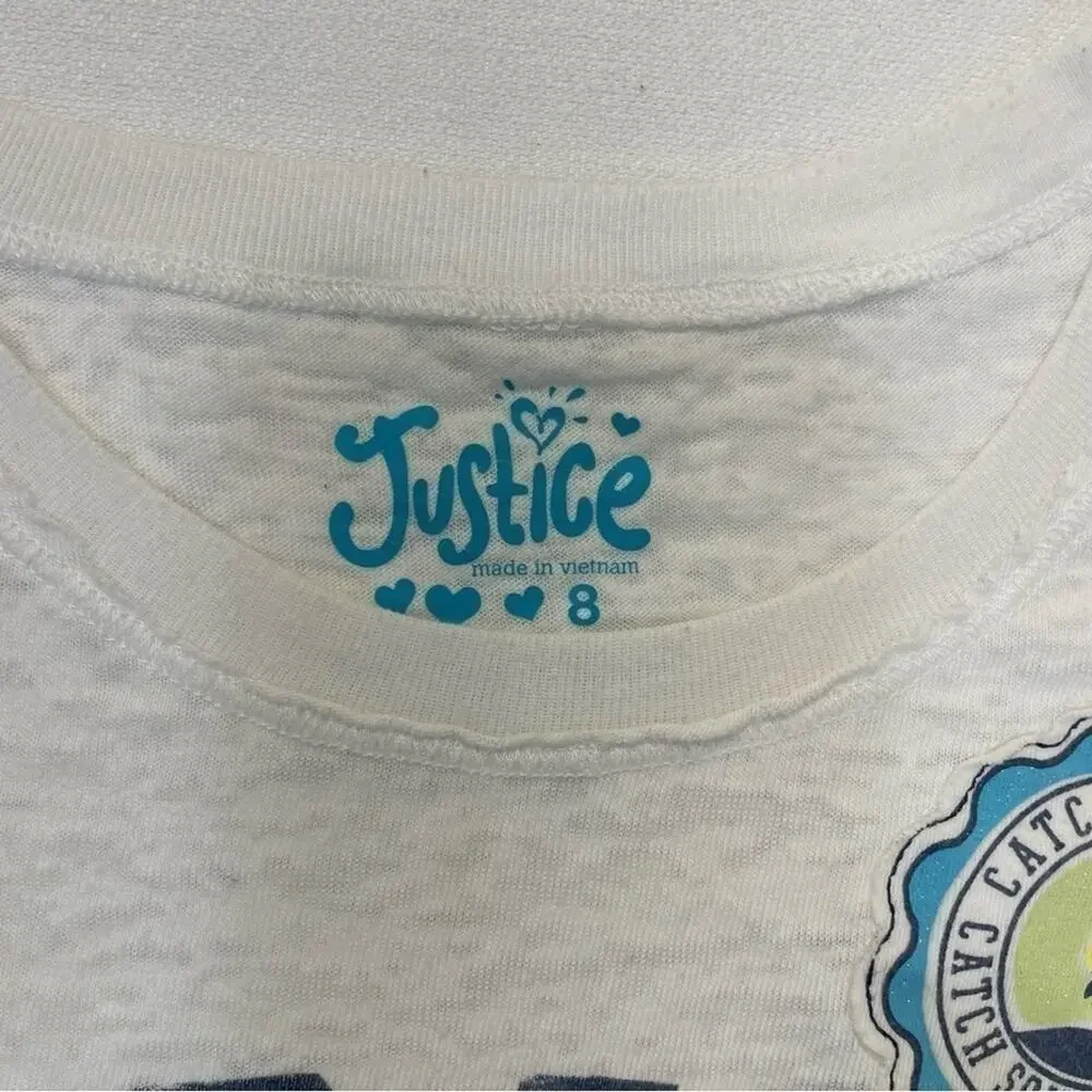 Justice Love Graphic T-shirt Girl’s Size 8 white burnout tee Y2K 90s